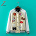 Women Street Cartoon Patches Embroidery Leather Jacket