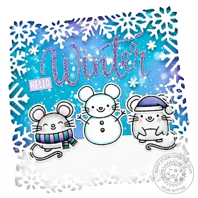 Sunny Studio Stamps: Merry Mice Layered Snowflake Frame Die Winter Themed Holiday Card by Anja Bytyqi