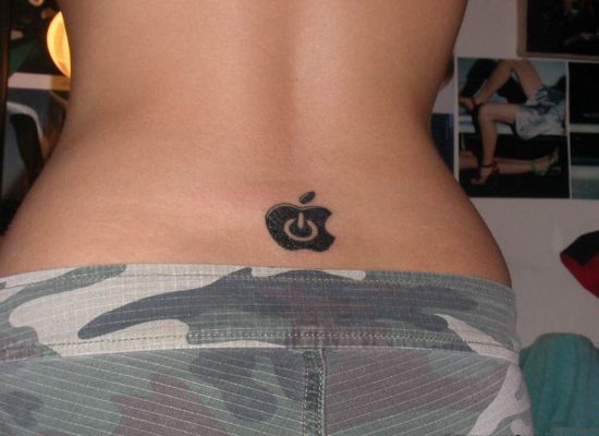 lower back heart tattoo. Sexy Girl Apple tattoo