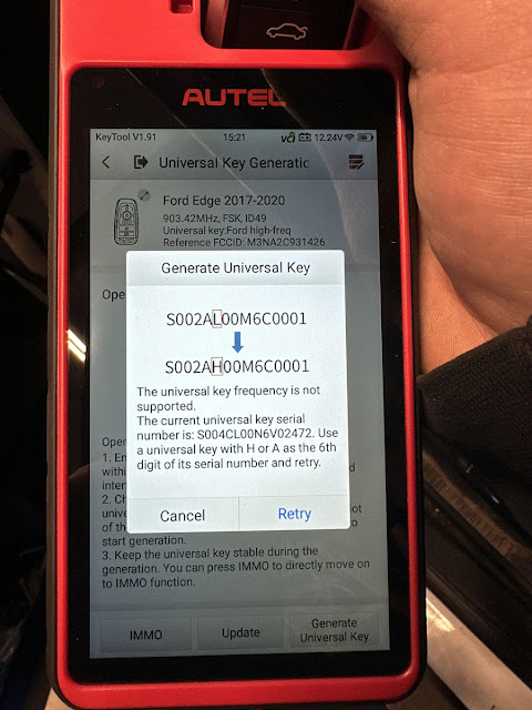 Autel KM100 Ford “Frequency is Not Supported”