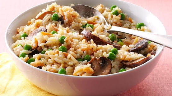Teriyaki Rice Pilaf with Mushrooms and Peas