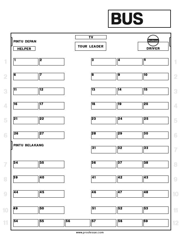 Download Denah Kursi Bus Pariwisata File JPG dan PNG