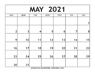 Free Printable Calendar May 2021