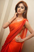 Sony Charista Glamorous in Saffron saree-thumbnail-37