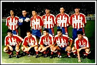 CLUB ATLÉTICO DE MADRID - Madrid, España - Temporada 1995-96 - López, Molina, Vizcaíno, Caminero, Penev y Roberto; Santi, Pantic, Biagini, Solozábal y Toni - CLUB ATLÉTICO DE MADRID 3 (Pantic, Biagini y Caminero), NEWELL'S OLD BOYS 1 (Siviero) - 29/08/1995 - Trofeo Villa de Madrid - Madrid, estadio Vicente Calderón - El Atleti gana su Trofeo
