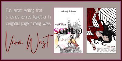 Fun, smart writing that smashes genres together in delightful page turning ways.  Vera West
