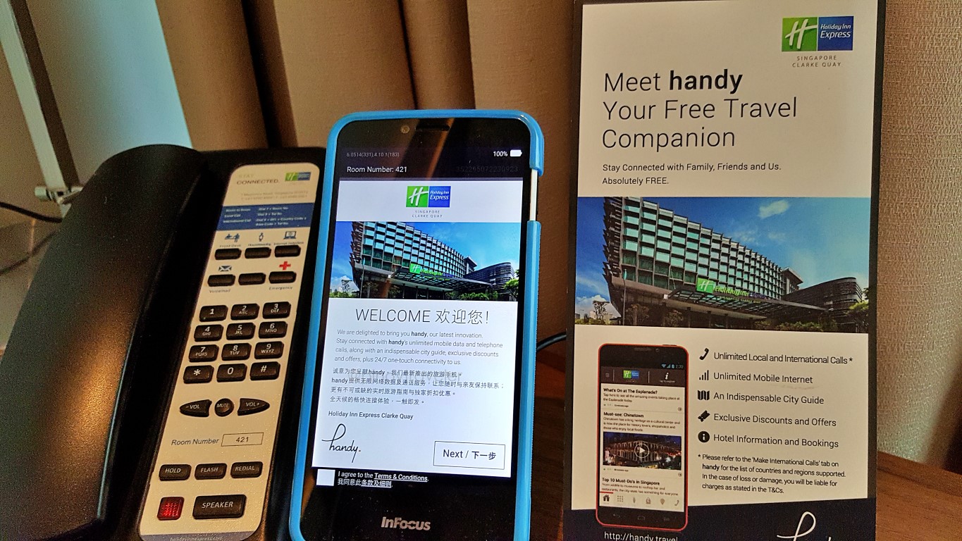 "Handy" phone provided at Holiday Inn Express (HIE) Singapore Clarke Quay