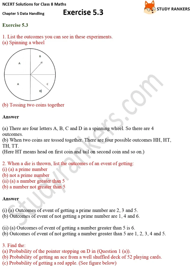 NCERT Solutions for Class 8 Maths Ch 5 Data Handling Exercise 5.3 1