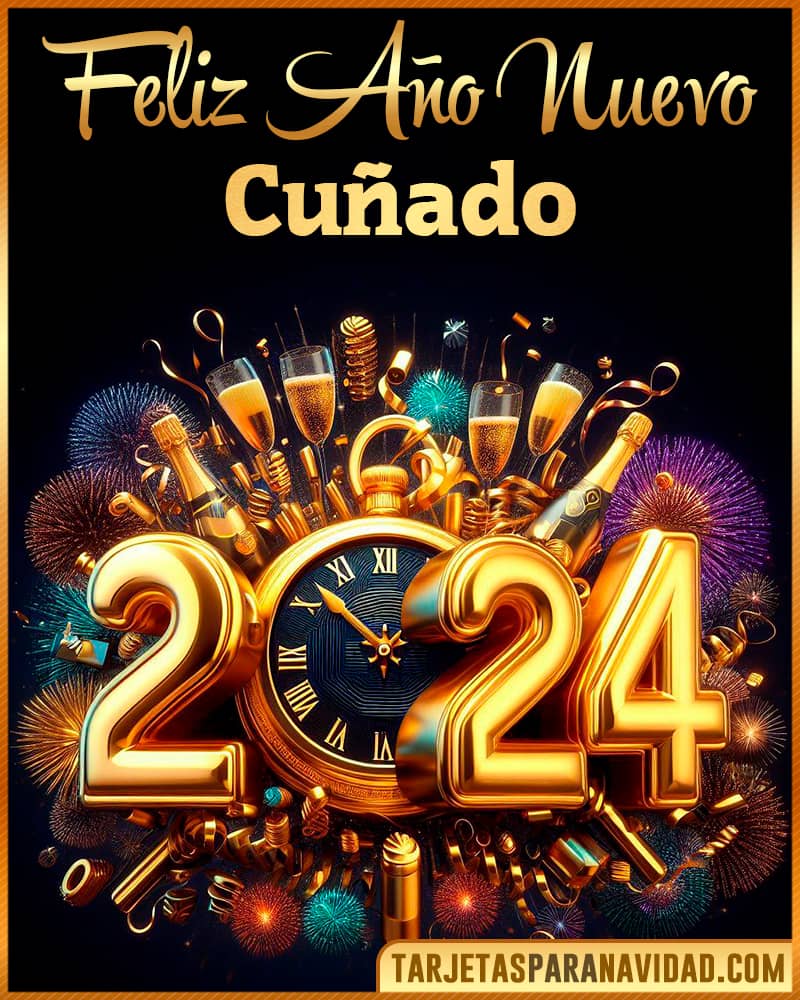 Tarjeta De Feliz Año Nuevo 2024 Para Cuñado