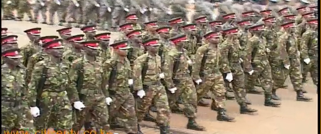 Kenya army march past practice in regular dress