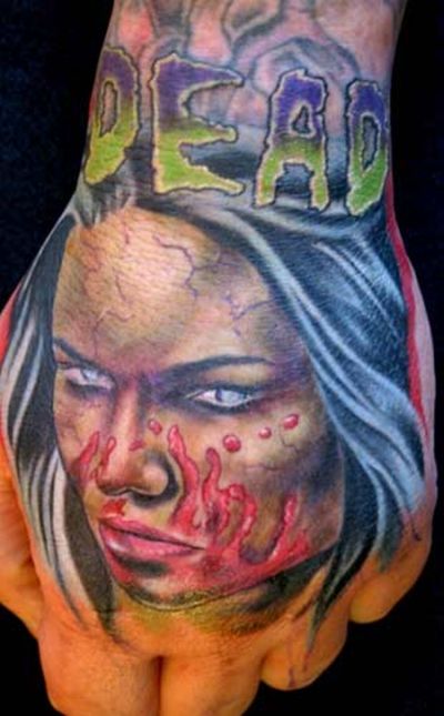 A cool selection of scary tattoos with zombies