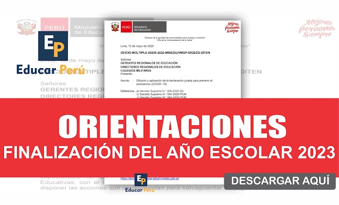 Orientaciones para la finalización del año escolar 