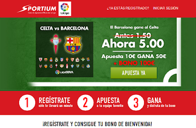 sportiumSportium Super cuota 5 Barcelona gana Celta 23 septiembre