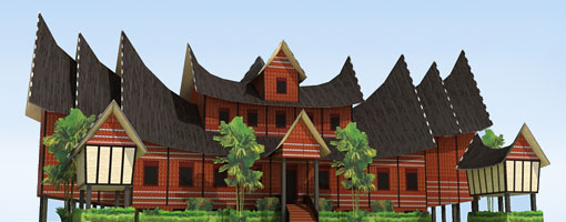 Rumah Gadang - Traditional House Papercraft  Papercraft 