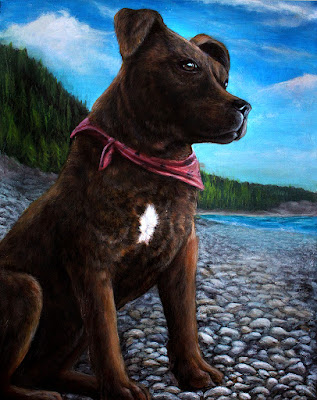 Maulie the Staffordshire Terrier Pet portrait by Danielle Trudeau