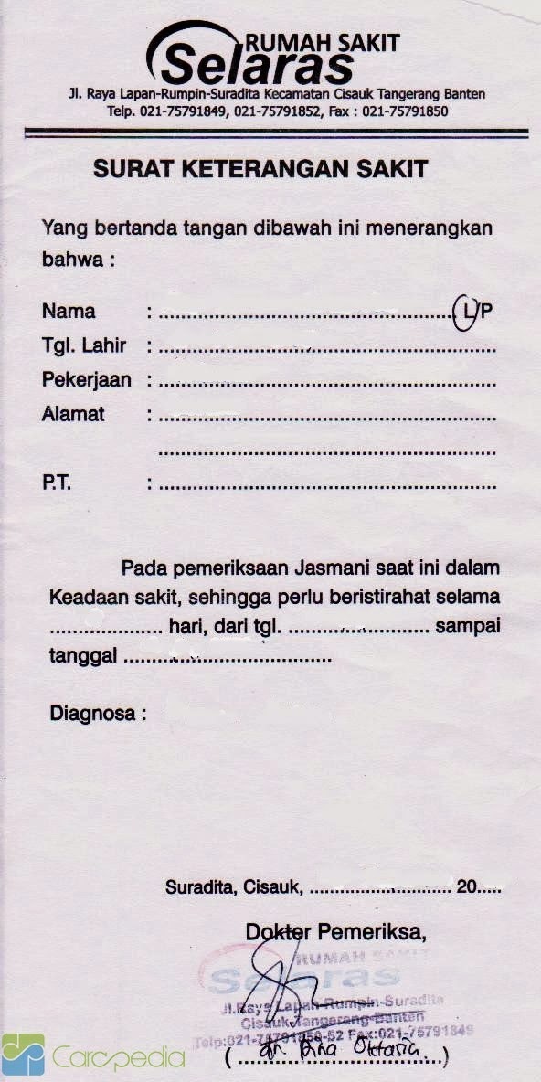 Contoh Surat Dokter Puskesmas/Klinik Asli  Berita Hari Ini