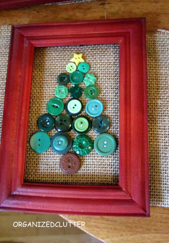 Organized Clutter: Framed Button Box Snowman & Christmas Tree
