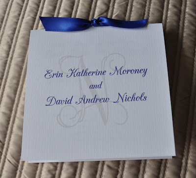 Layout Christina Wedding Program Ink Color Royal Blue Paper White Linen