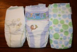 to R: Huggies Pure  Natural, Pampers Cruisers, and Up  Up)