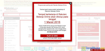 Pengumuman bahwa Rakuten Indonesia akan tutup pada 1 Maret 2016 | SurveiDibayar.com