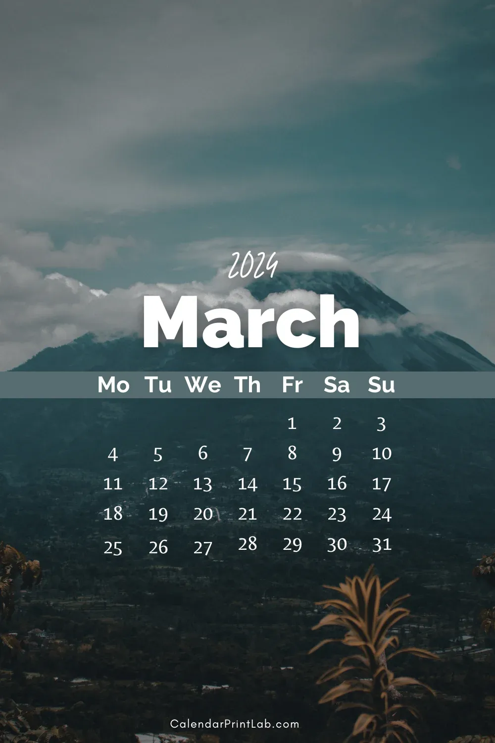 iPhone March 2024 Nature Calendar Wallpaper