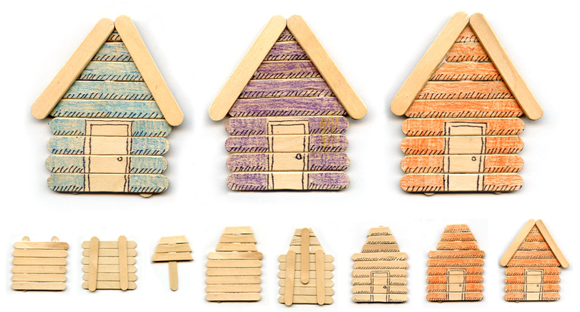 Log Cabin Made with Popsicle Sticks, The Popsicle Stick Lamp, Popsicle  stick crafts