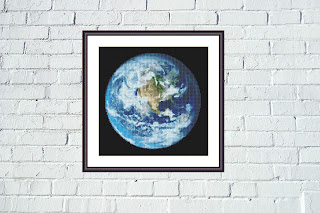 Earth planet cross stitch pattern - Tango Stitch