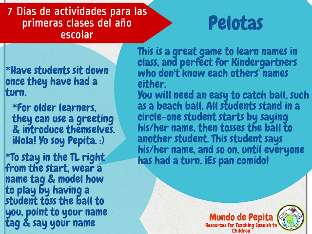 Activities for the First Days of School in Elementary Spanish Class