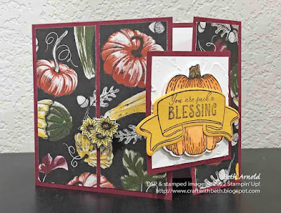 Hello Harvest Offset Gate Fold Thanksgiving card grateful gratitude friendship fun fold card Rustic Harvest DSP