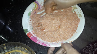 Dip it in rava,rice flour mixture