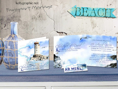 KellyGraphic Faire-part Mariage Voyage : thème Bretagne