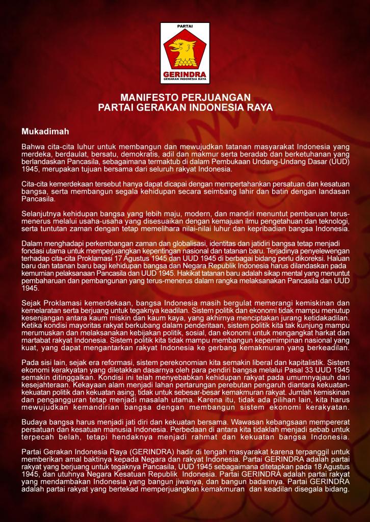 Manifesto Perjuangan Partai Gerindra