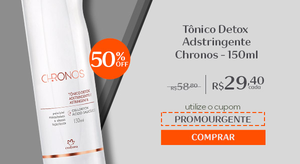  PROMOÇÃO URGENTEHOME ROSTO LIMPEZA E TONIFICAÇÃO TÔNICOS Tônico Detox Adstringente Chronos - 150ml