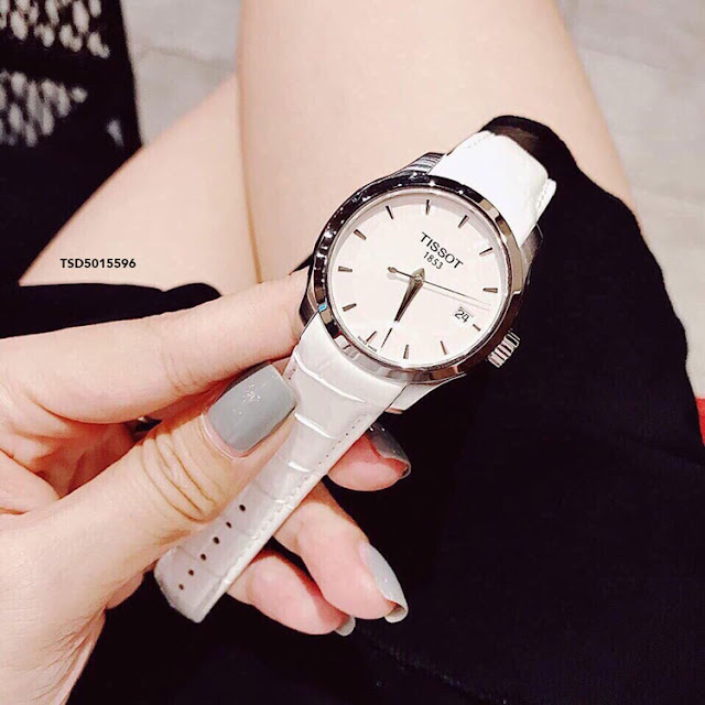 đồng hồ Tissot nữ cao cấp dây da màu trắng giá rẻ