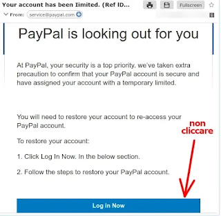 Nuova Truffa email Account Paypal Limitato