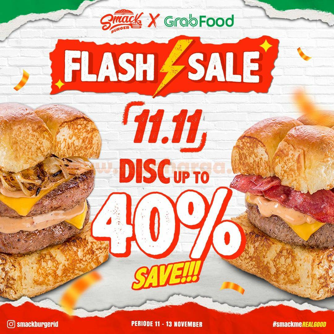 Promo Smack Burger X GrabFood Flash Sale 11.11 Diskon 40%