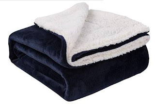 Nanpiper Sherpa Blanket Twin Thick Warm Blanket for Winter Bed Super Soft Fuzzy Flannel Fleece/Wool Like Reversible Velvet Plush Blanket (Navy Blue Twin Size 60"x80")