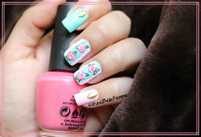 Rose lace nail art