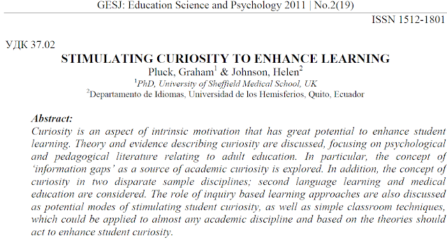 Stimulating curiosity to enhance learning