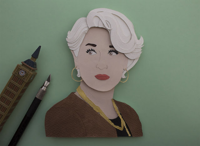 paper cut portrait of some public figure