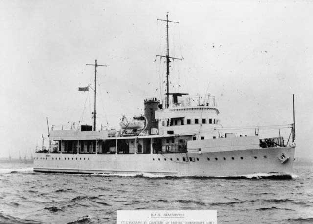 HMS Grasshopper, sunk on 14 February 1942, worldwartwo.filminspector.com