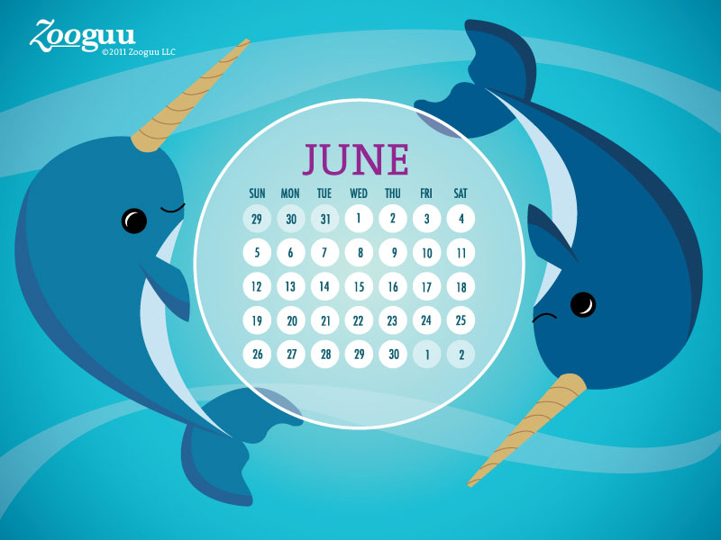 Happy June Narwhal Calendar title=