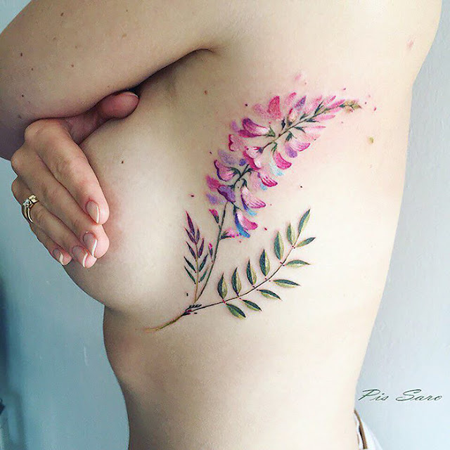 floral nature tattoos by Pis Saro