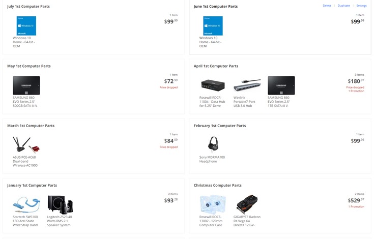 Computer Parts Roadmap