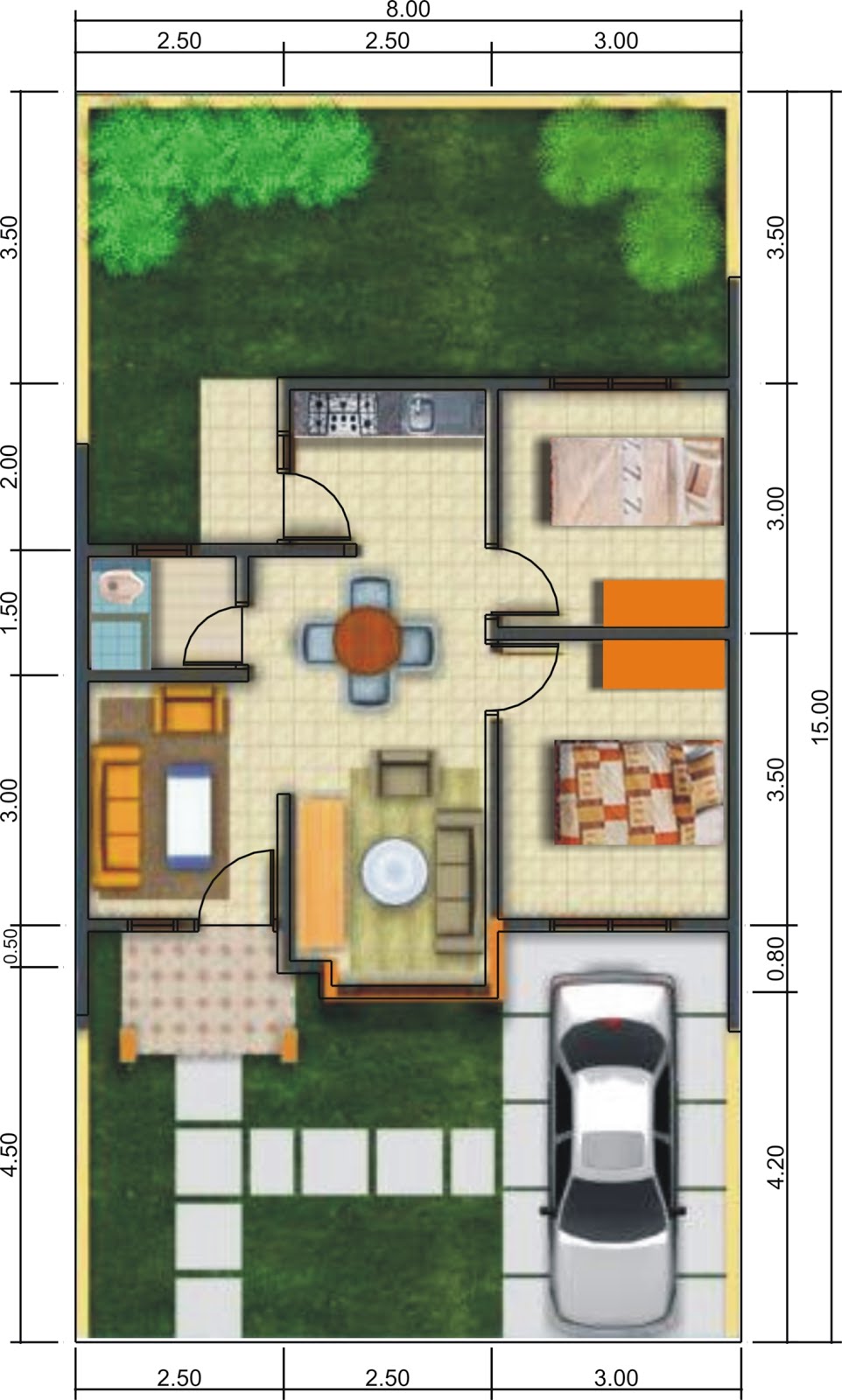 10 Gambar Denah Rumah Type 50 dan Pembahasannya Model 