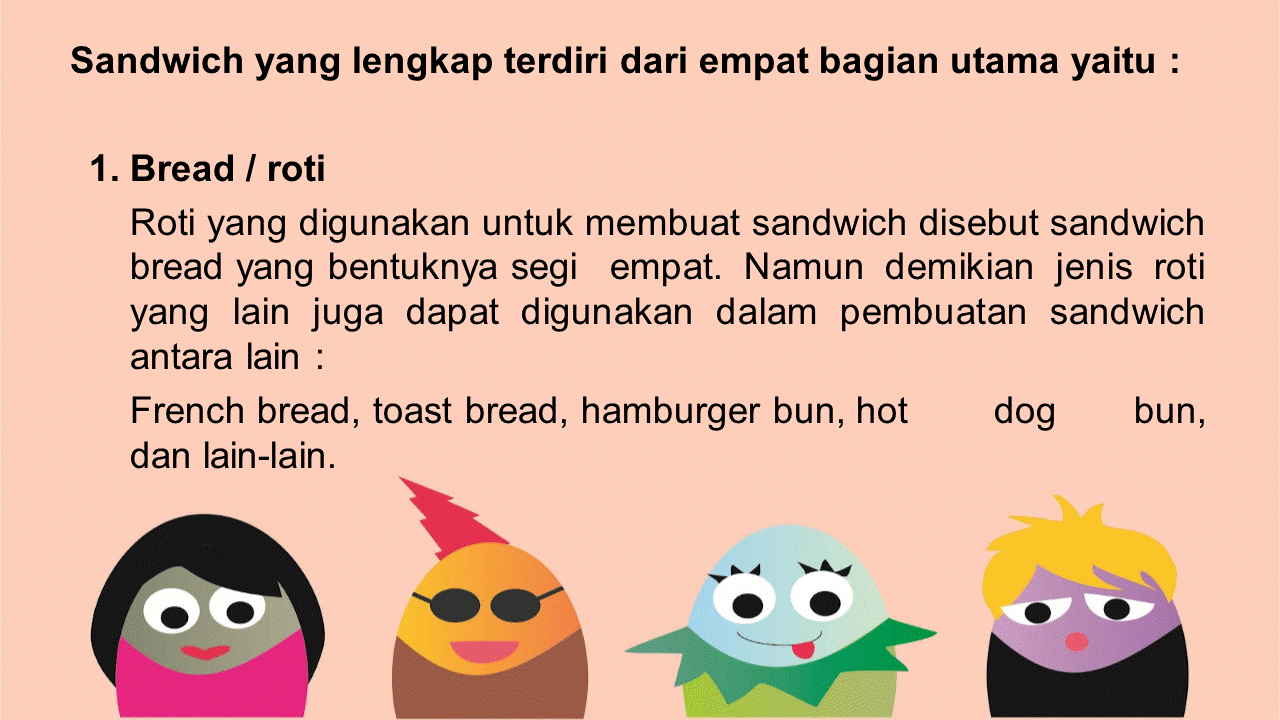 Sandwich yang lengkap terdiri dari empat bagian