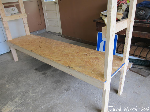 1 shelf wood, 2x4 frame, osb shelf