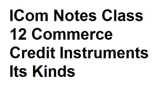 ICom Notes Class 12 Commerce Credit Instruments Its Kinds