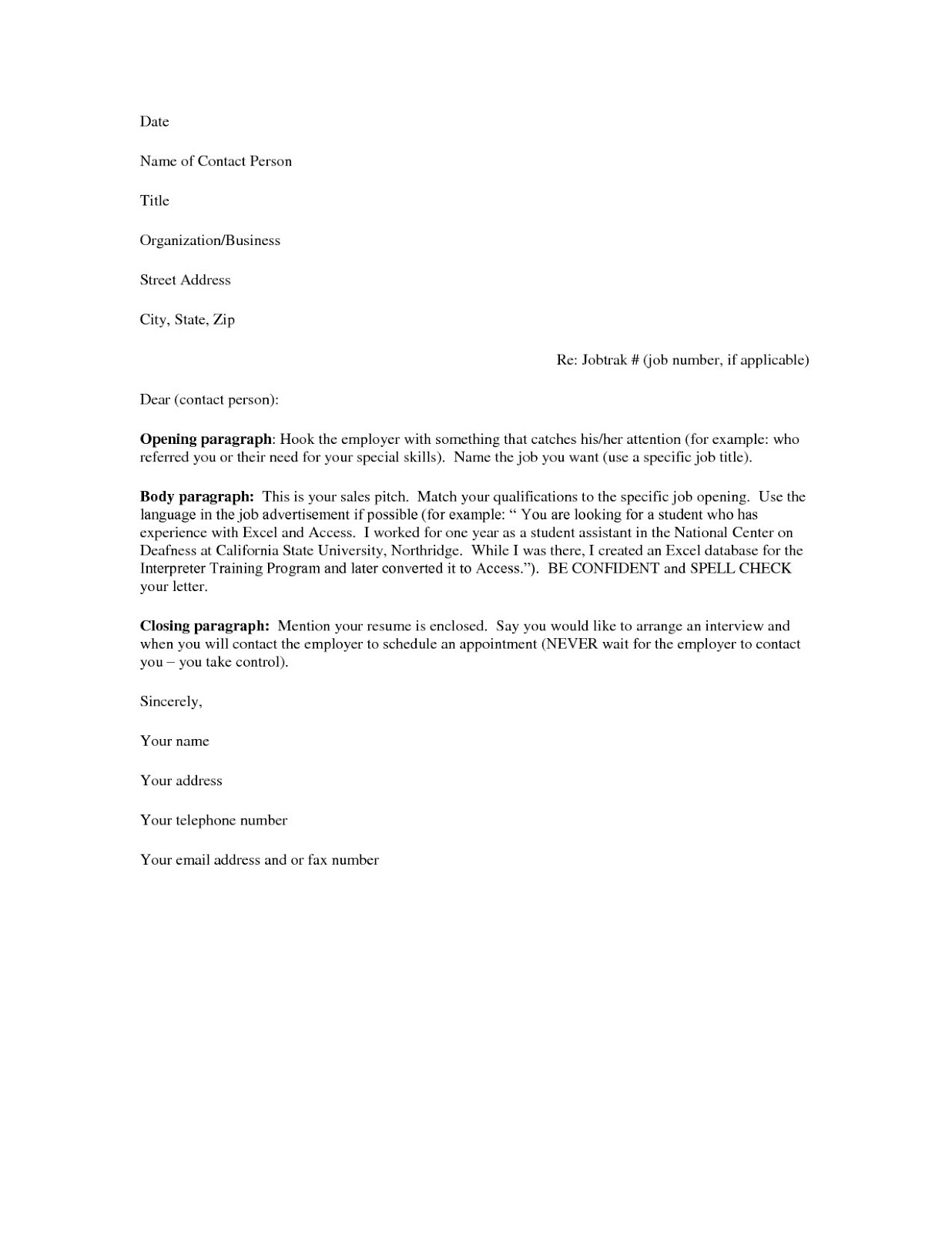 Cover letter template free