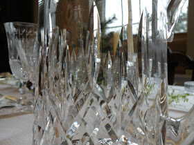 white and gold and crystal tablescape